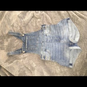Light wash denim overalls